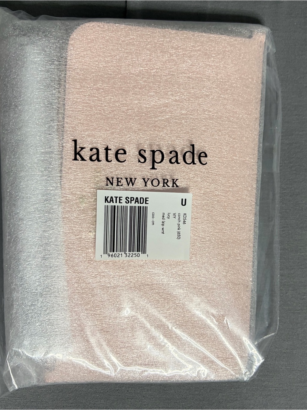 Kate Spade Medium Zipper Wristlet in Conch Pink Saffiano Leather & Gold Hardware